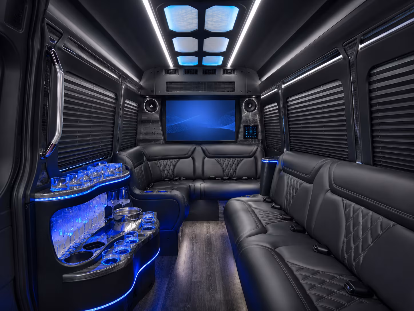 kennewick 15 passenger party bus inside