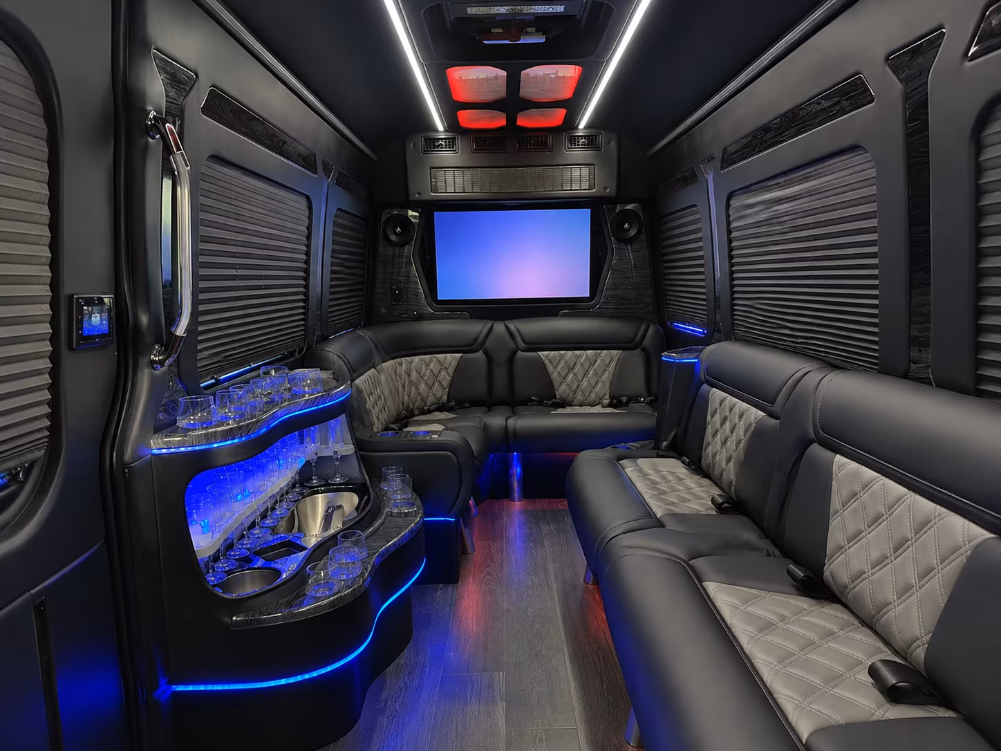 kennewick 18 passenger party bus inside